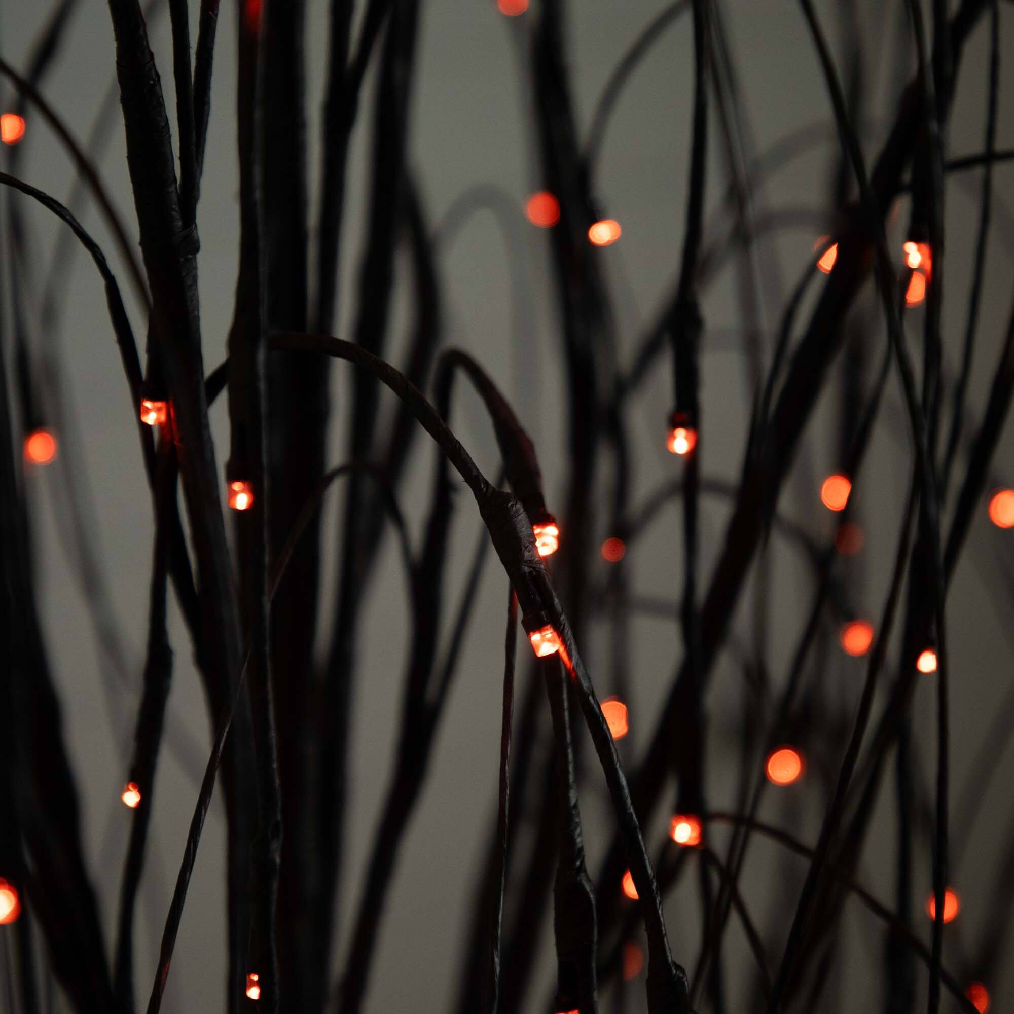 6ft. Orange & Purple LED Pre-Lit Halloween Black Willow Artificial Fall Tree